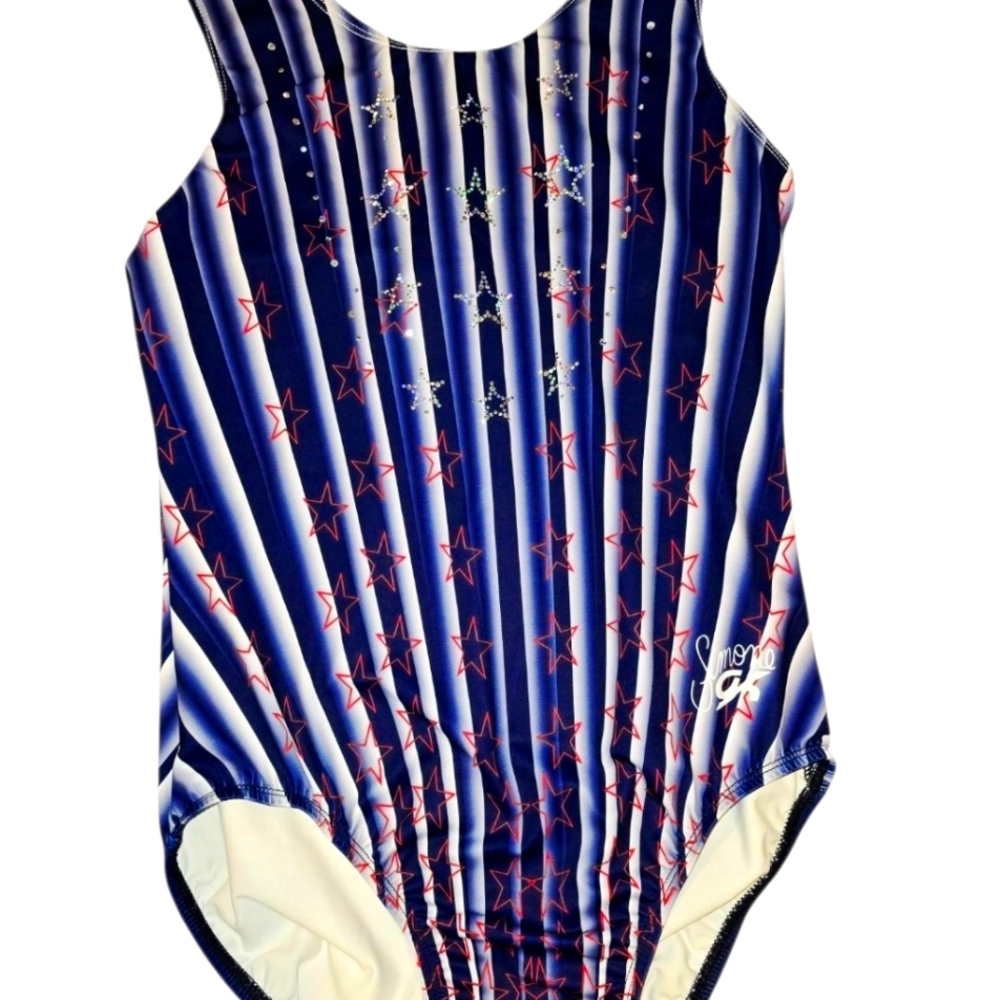 GK ELTE SAMONE BILES COLLECTION BLUE & RED STAR LEOTARD